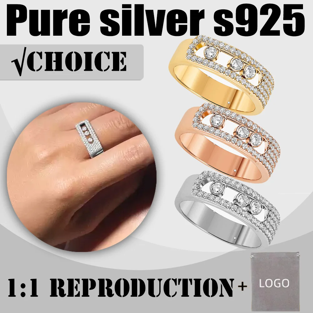 

2024 Luxury Wide Edge Pure Silver s925 MOVE NOA Series Diamond Sparkling Full Diamond Banquet Brand 18k Gold Ring