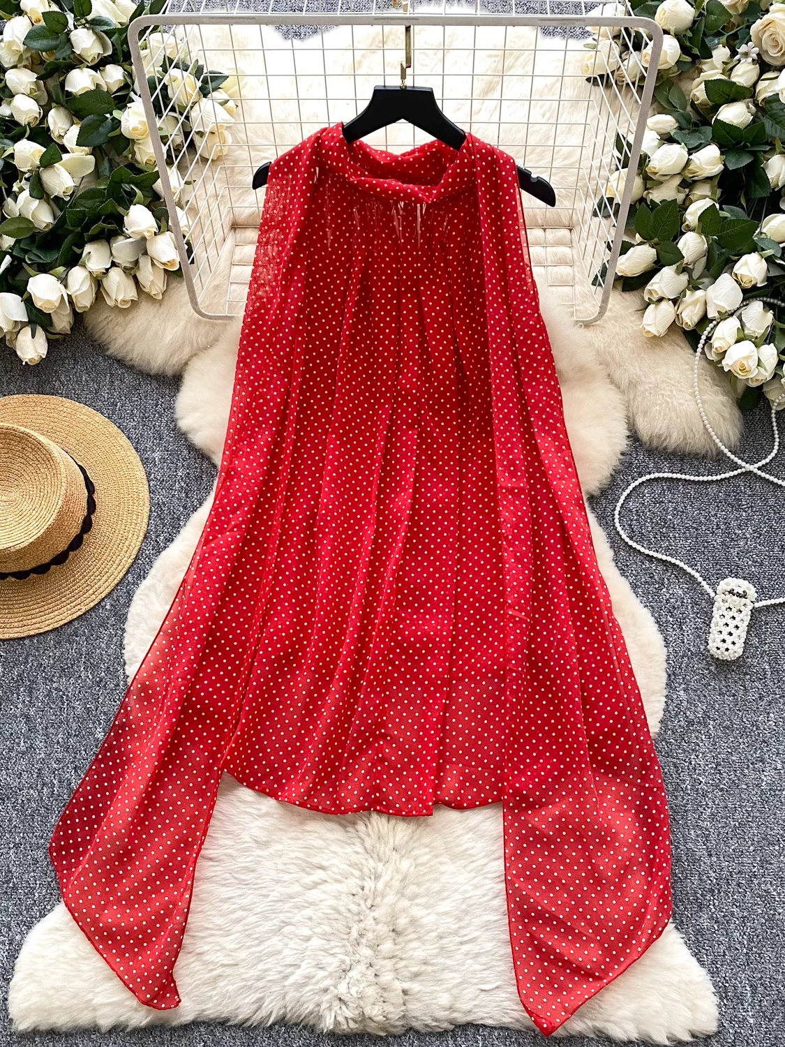 

Ele Ne Hanging Sa Top, женский летний топ 2025 г., универсальный утягивающий асимметричный шифоновый жилет на бретелях, корейский свободный крой