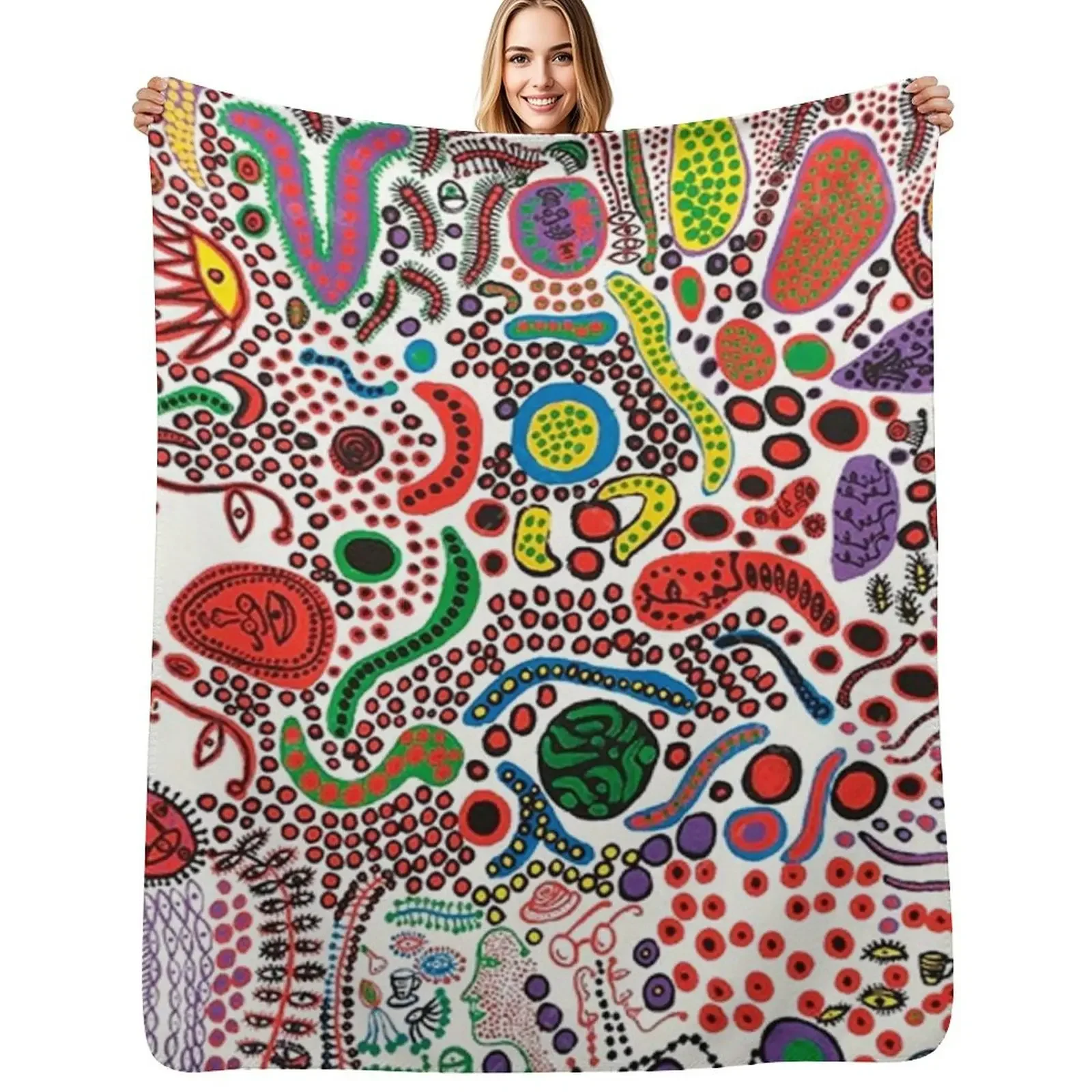 

Yayoi Kusama Endless Life Throw Blanket Thermals For Travel Retros Furrys Blanket