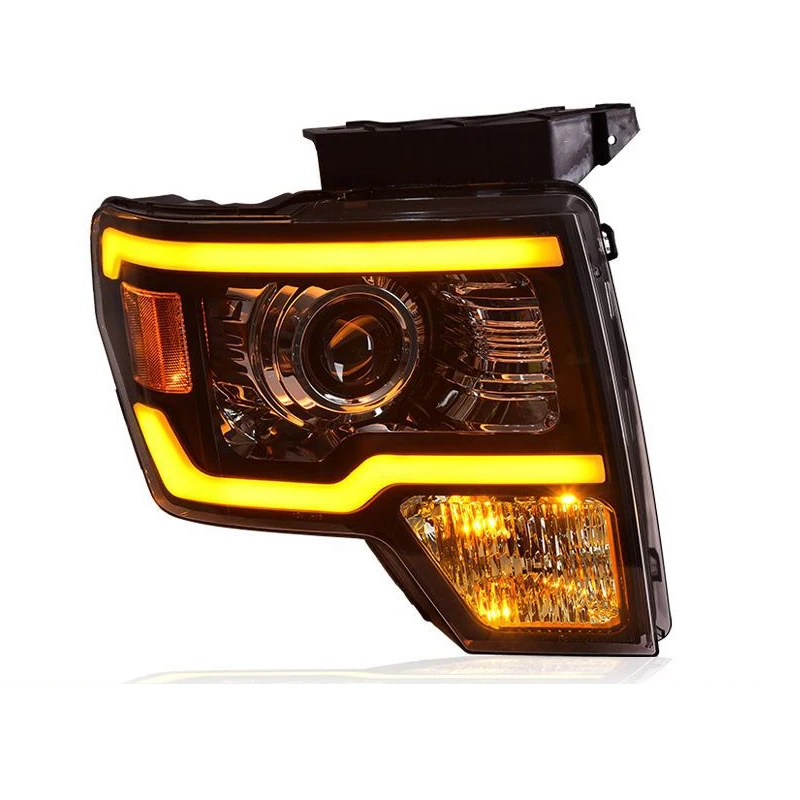 2 قطعة مناسبة لفورد 08-14 رابتور F150 مجموعة مصابيح أمامية تعديل LED النهار تشغيل ضوء تشغيل المياه بدوره إشارة عدسة