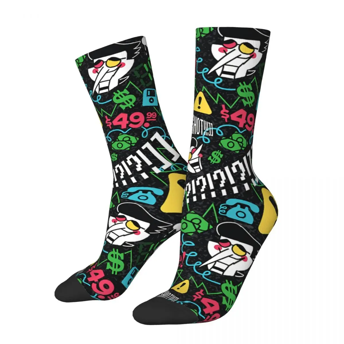 Funny Happy Men\'s Socks Spamton Quote Retro Harajuku Deltarune Game Hip Hop Novelty Pattern Crew Crazy Sock Gift Printed