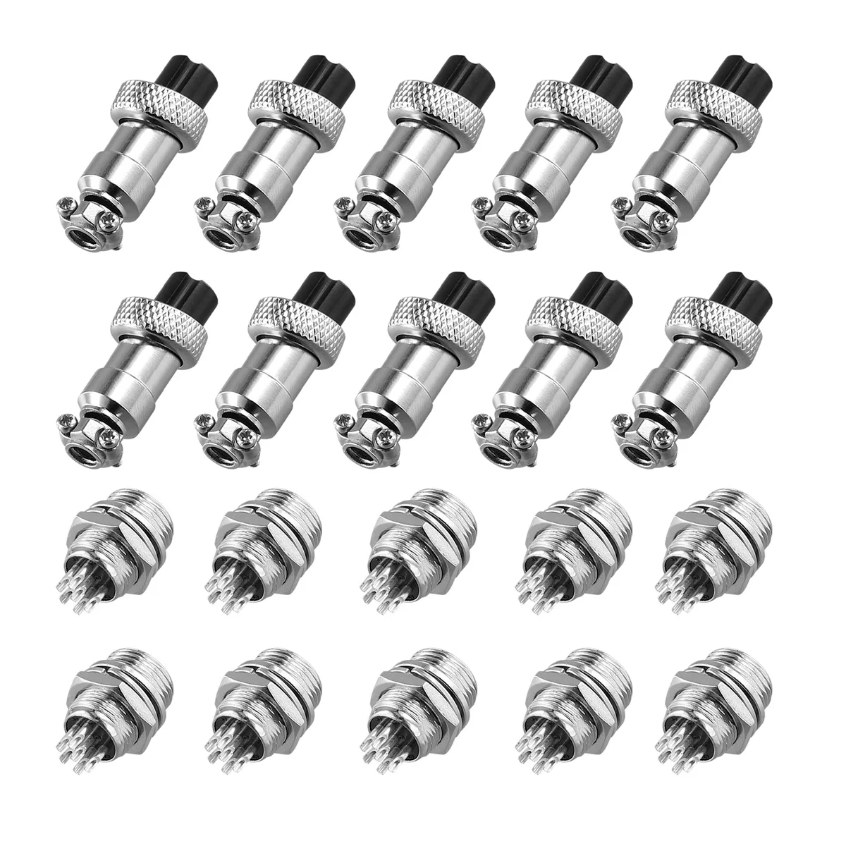 10set M12 6 Pin 12mm Aviation Connector Male + Female Circular Air Socket Plug Electrical Wire Panel Connector