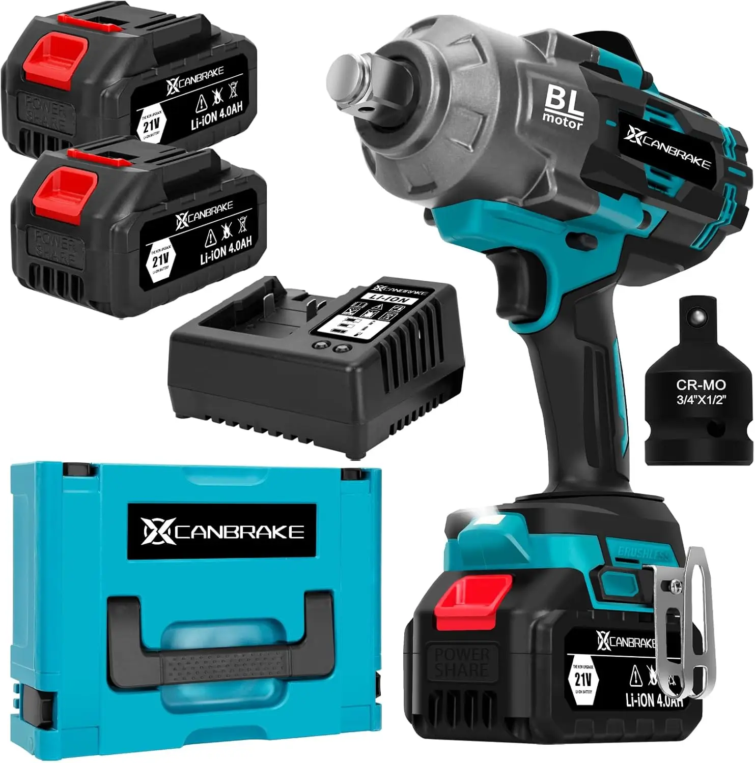 

2000Nm(1500ft-lbs) Cordless Impact Wrench,3/4 inch High Torque Brushless Impact Gun, 5500RPM Power Battery Impact Wrench w/ 2 x