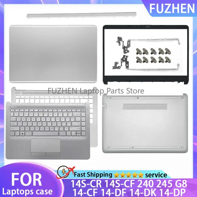 Neu Für HP 14-CF 14-DF 14-DK 14-DP 14S-CR 14S-CF 240 245 G8 LCD Back Cover Front Lünette Palmrest Bottom Fall Scharniere Abdeckung silber