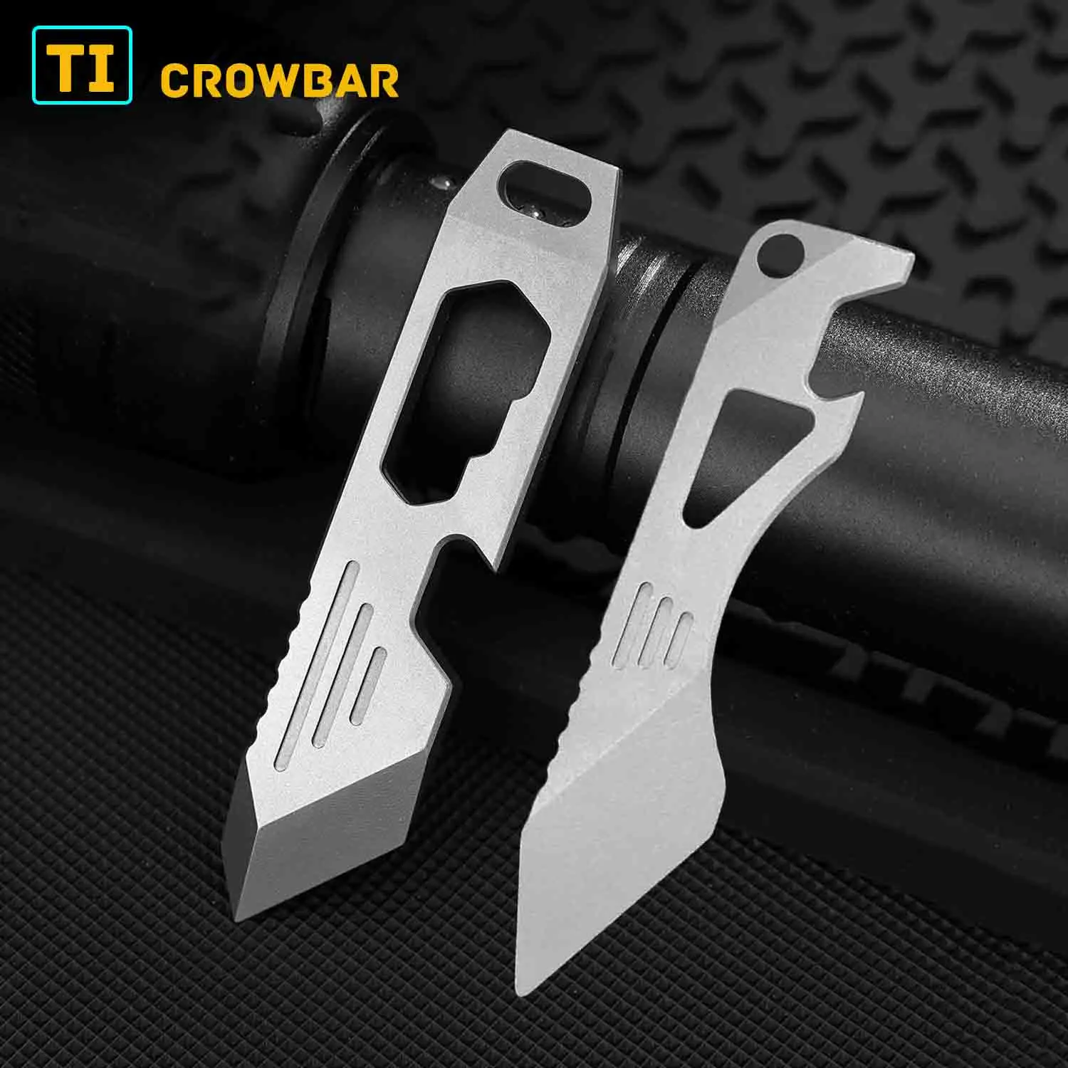 60mm Mini Titanium Crowbar Keychain Pendant EDC Multi-function Open Delivery Gadget Keychain Pry Bar Bottle Opener Tool