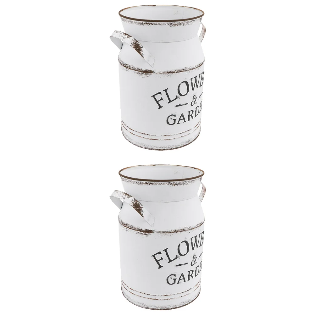 

2pcs Iron Flower Container Galvanized Metal Bucket For Plants Dried Flowers Rustic Farmhouse Decor Floral Vase Plant Pot