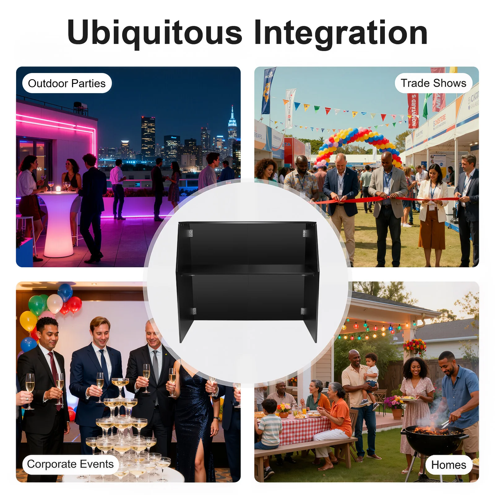 Czarna szafka barowa 47,75*19,5*42,75 cala, wolnostojąca przenośna barowa kuchnia mobilna, idealna na imprezy, pikniki, targi, wydarzenia firmowe.