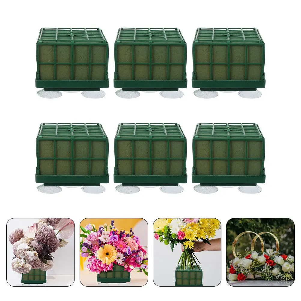 

6Pcs Wedding Car Floral Decor Flower Mud Tray Floral Arrangement Bricks Green Florist Sponge for Artificial Fresh Flowers Flower