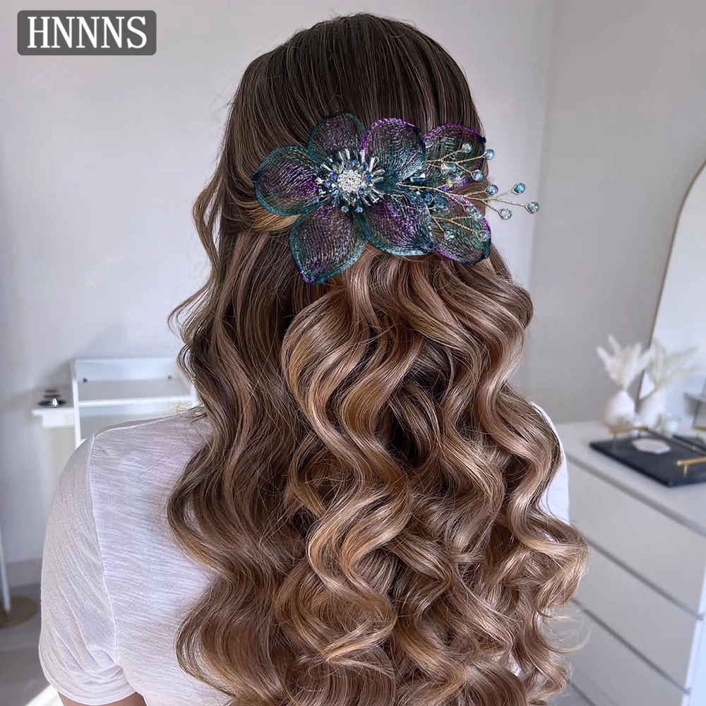 

TOPQUEEN Exquisite Simulation Flower Rhinestone Hair Clip Handmade Suitable Brides Weddings Banquets Hair Accessories YXA335