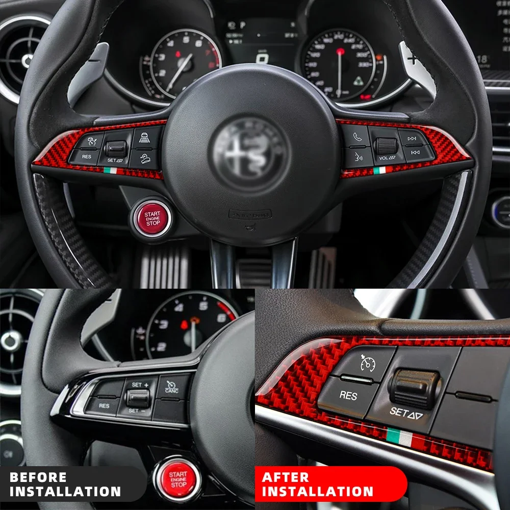 Suitable for Alfa Romeo Giulia 952 Stelvio 949 2017-2019 Automotive Steering Wheel Cover Decal Carbon Fiber Decal Interior