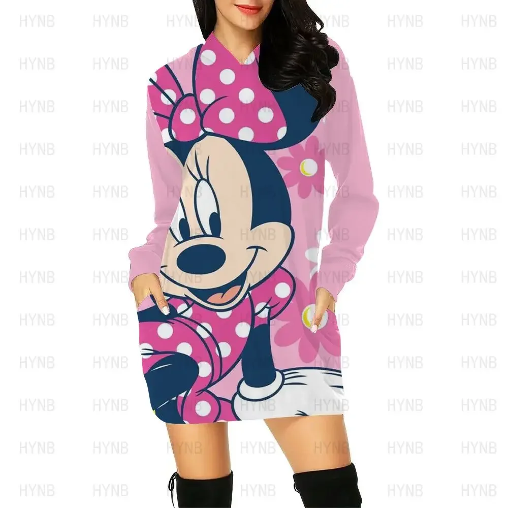 Sweater Dress Elegant Women\'s Dresses for Party 2022 Hoodie Long Sleeves Mickey Chic Woman Evening Disney Minnie Mouse Prom Mini