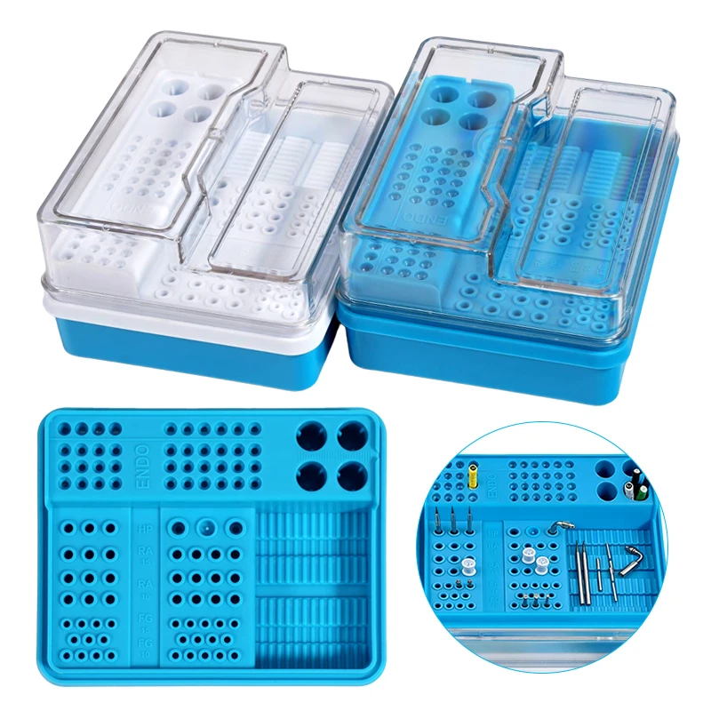 5Pcs 90 Holes Dental Burs Box Plastic Diamond Burs Drills Stand Block Disinfection Box With Cover Dental Lab Instruments