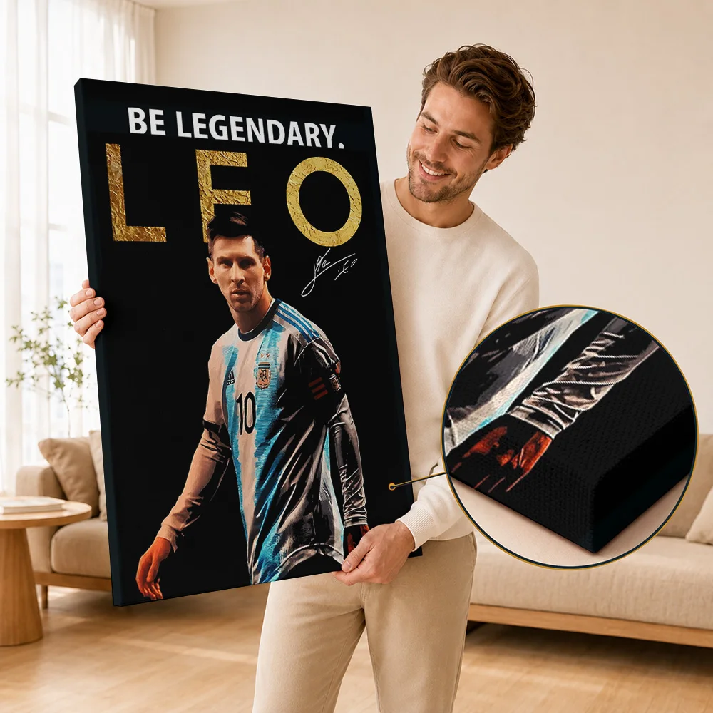 Lionel Messi Football Player Framed Canvas Print Posters Personalized Photo Wall Art For Sports Room Or Man Cave Collector Gift