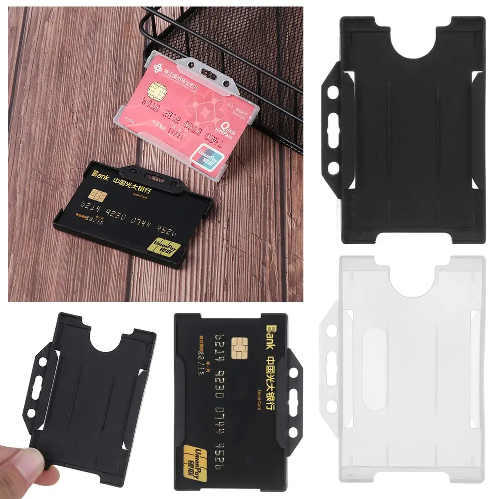 Practical Hard Plastic Office School Badge Protector Cover Multi-use Card Sleeve ID Card Pouch Name Card Work Card Holders