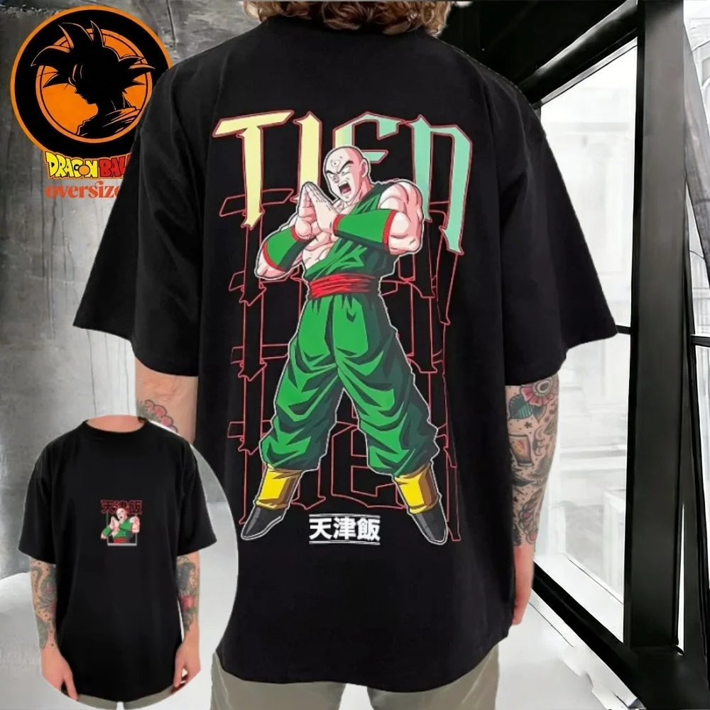 

2026 Summer Dragon Ball Retro High Quality Cotton Men's Oversized T-shirt Tien Shinhan Printed Unisex Children's Casual Shirt