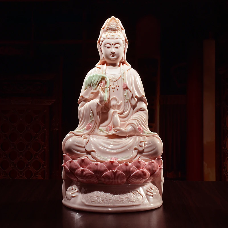 البوذية حماية فعالة عالية الجودة اللون الخزف قوانيين أفالوكيتسفارا بوذا المنزل مزار المذبح فنغ شوي تمثال #5