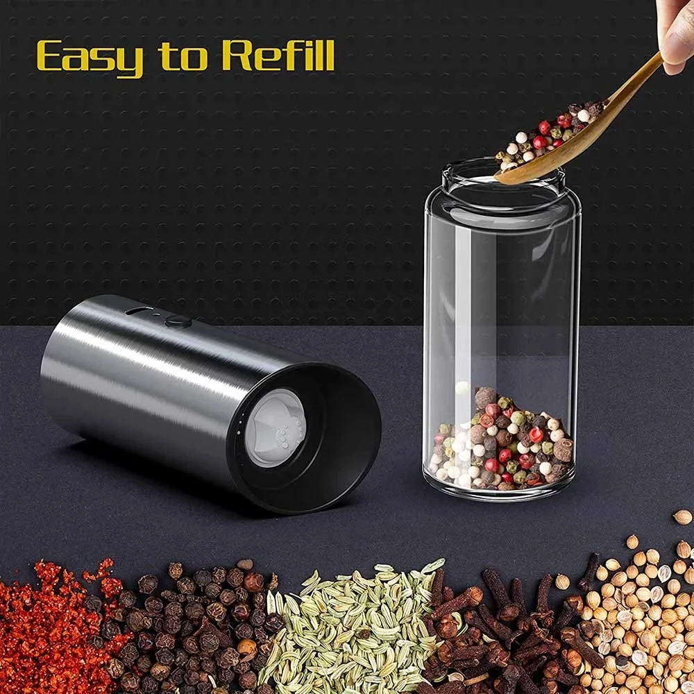 New Electric Salt and Pepper Grinder Set USB Rechargeable Eletric Pepper Mill Shakers Automatic Spice Steel Machine Kitchen T