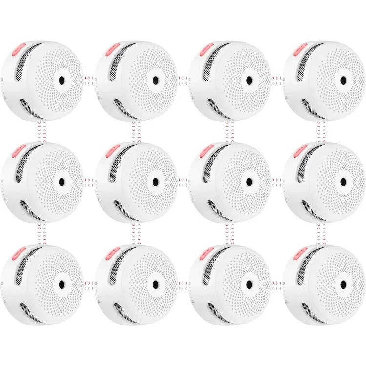 Wireless Interconnected Smoke Detector Fire Alarm with Over 820 feet Transmission Range, XS01-WR Link+, 12-Pack