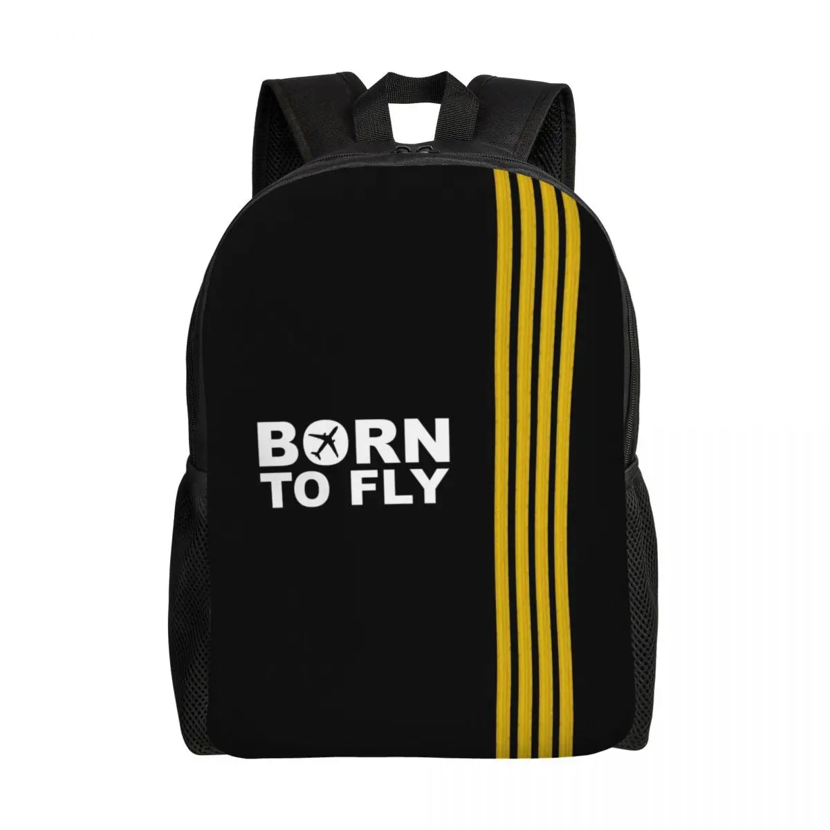 

Custom Born To Fly Captain Stripes Flight Pilot Laptop Backpack Casual Bookbag School Student Aviation Aviator Airplane Bags