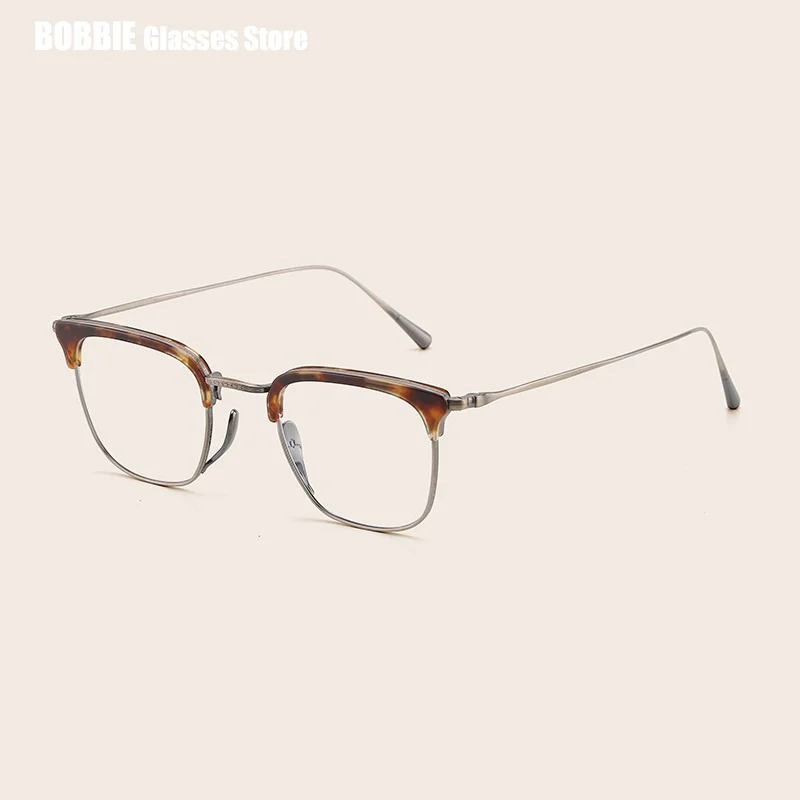 2023 New Japanese Handmade Glasses Frame Men Pure Titanium UltraLight Square Woman Myopia Eyeglass Prescription Eyewear KMN1112