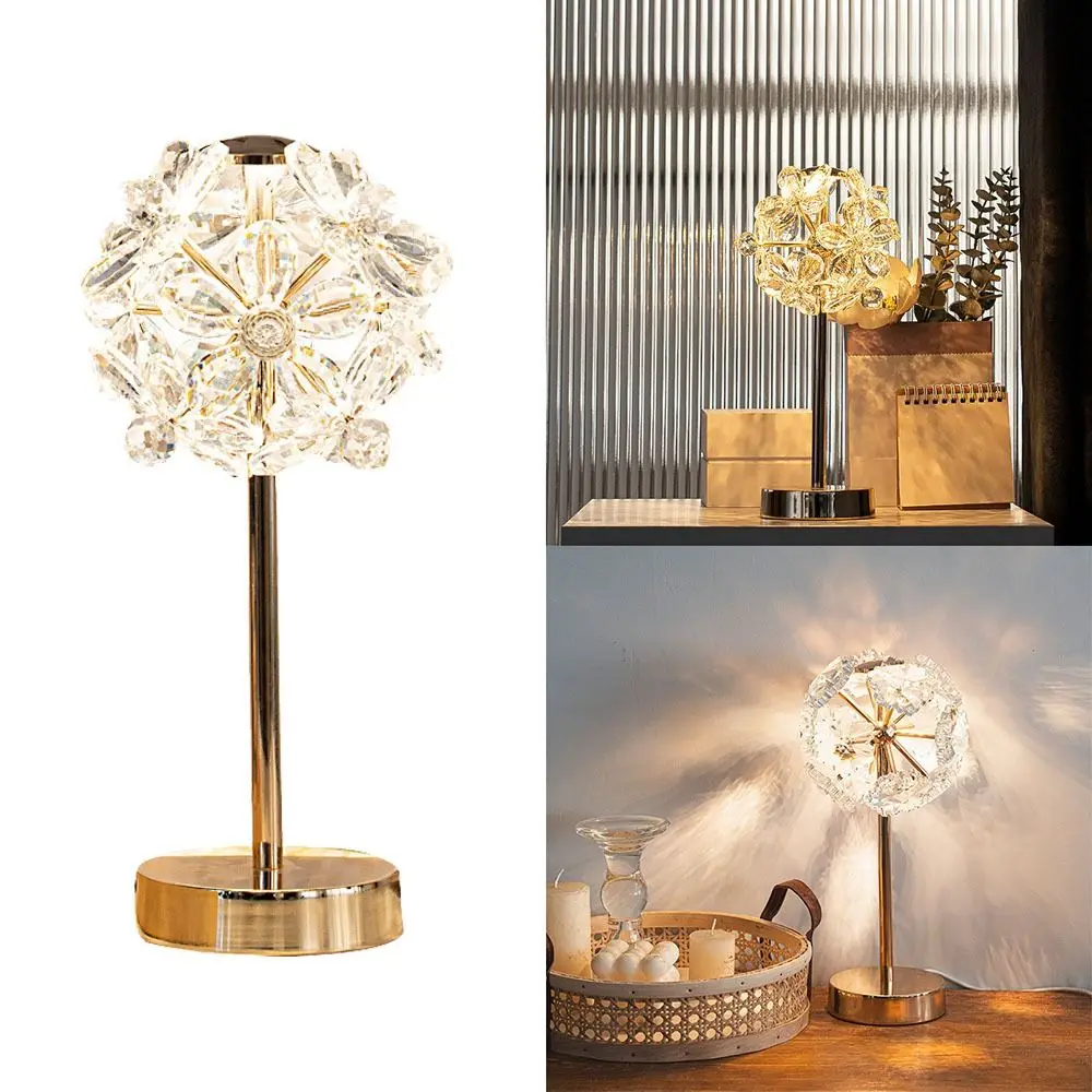 Crystal Lamp Shade Crystal Table Lamp Dimmable 3 Color Lights Decoration Desk Light Romantic Soft Lights Modern Bedside Lamp