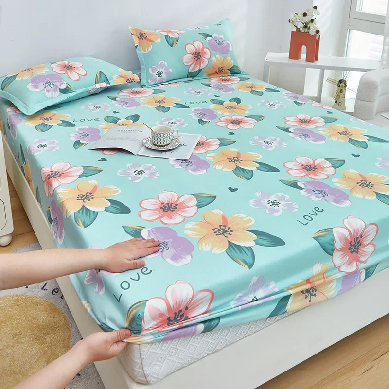 

Fitted Sheet with Pillowcase Floral Style Bed Sheet Soft Bed Cover Set Home Bed Linen Mattress Cover sabanas para cama