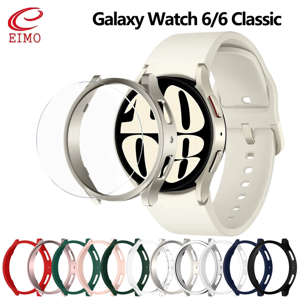 PC Glass+Case for Samsung Galaxy Watch 6 40mm 44mm Frame Protective Bumper Accessories galaxy Watch 6 Classic 43mm 47mm Cover