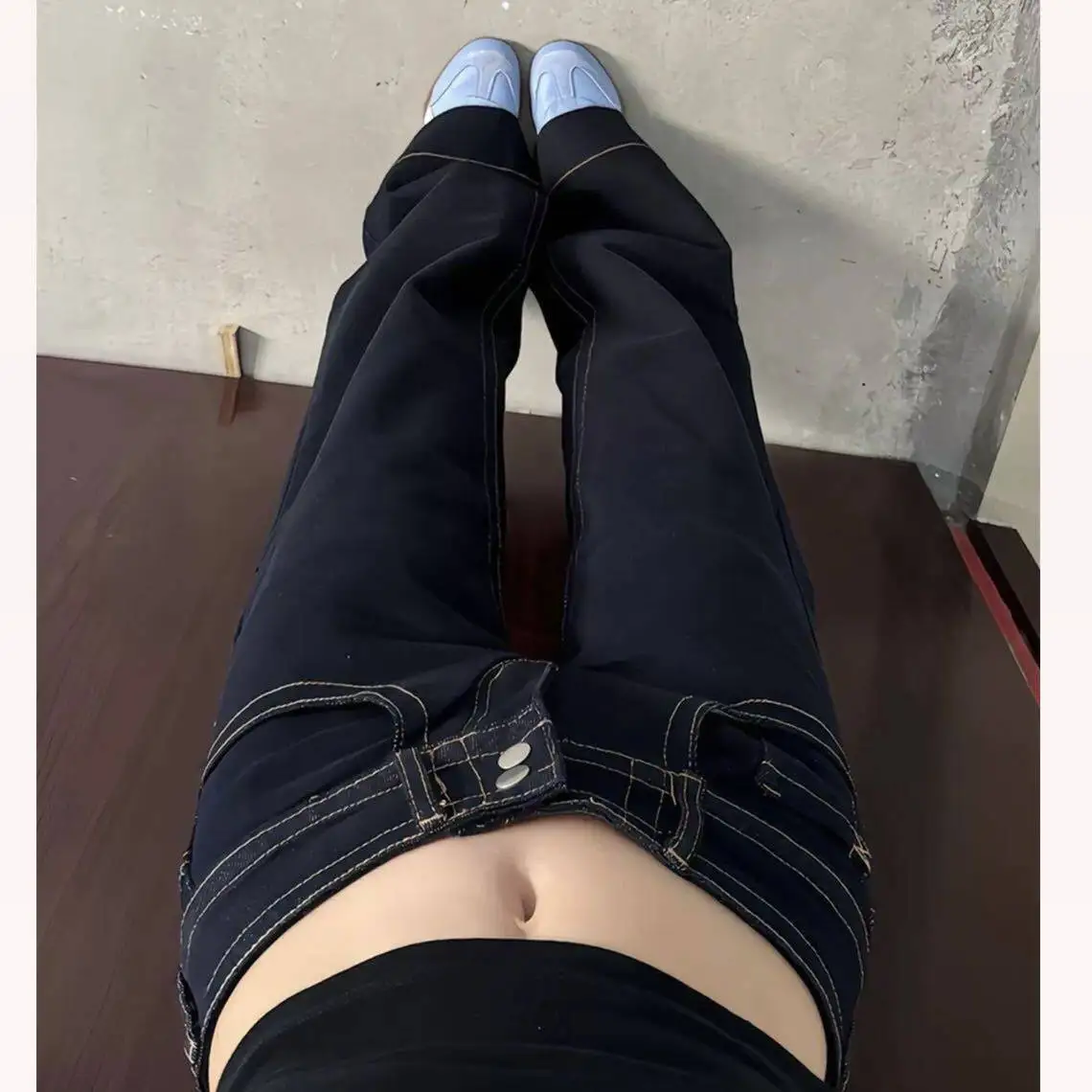 American Style Casual Loose Slim Straight Wide Leg Jeans Women Summer New Non-Matching Bell Bottom Denim Pants Cotton Low Waist