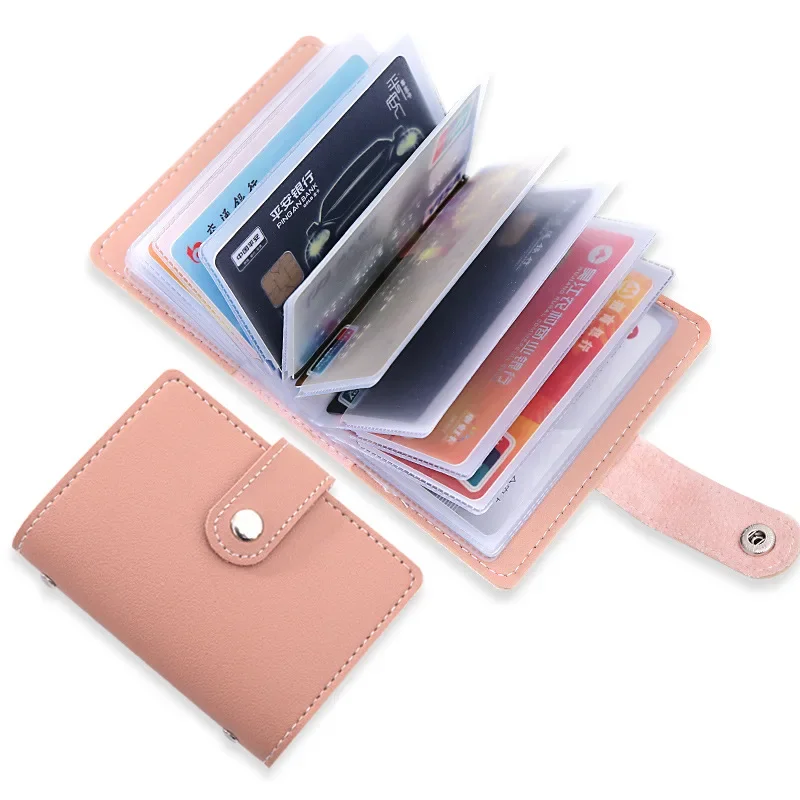 

Business Card Holder Anti-theft ID Credit Card Holder Fashion Women's 26 Cards Slim PU Leather Pocket Case Coin Purse Wallet