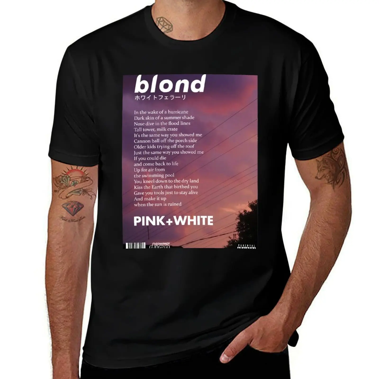 

Pink Poster White - Blonde Ocean + Frank T-Shirt Anti-Fade Casual Tee Shirt
