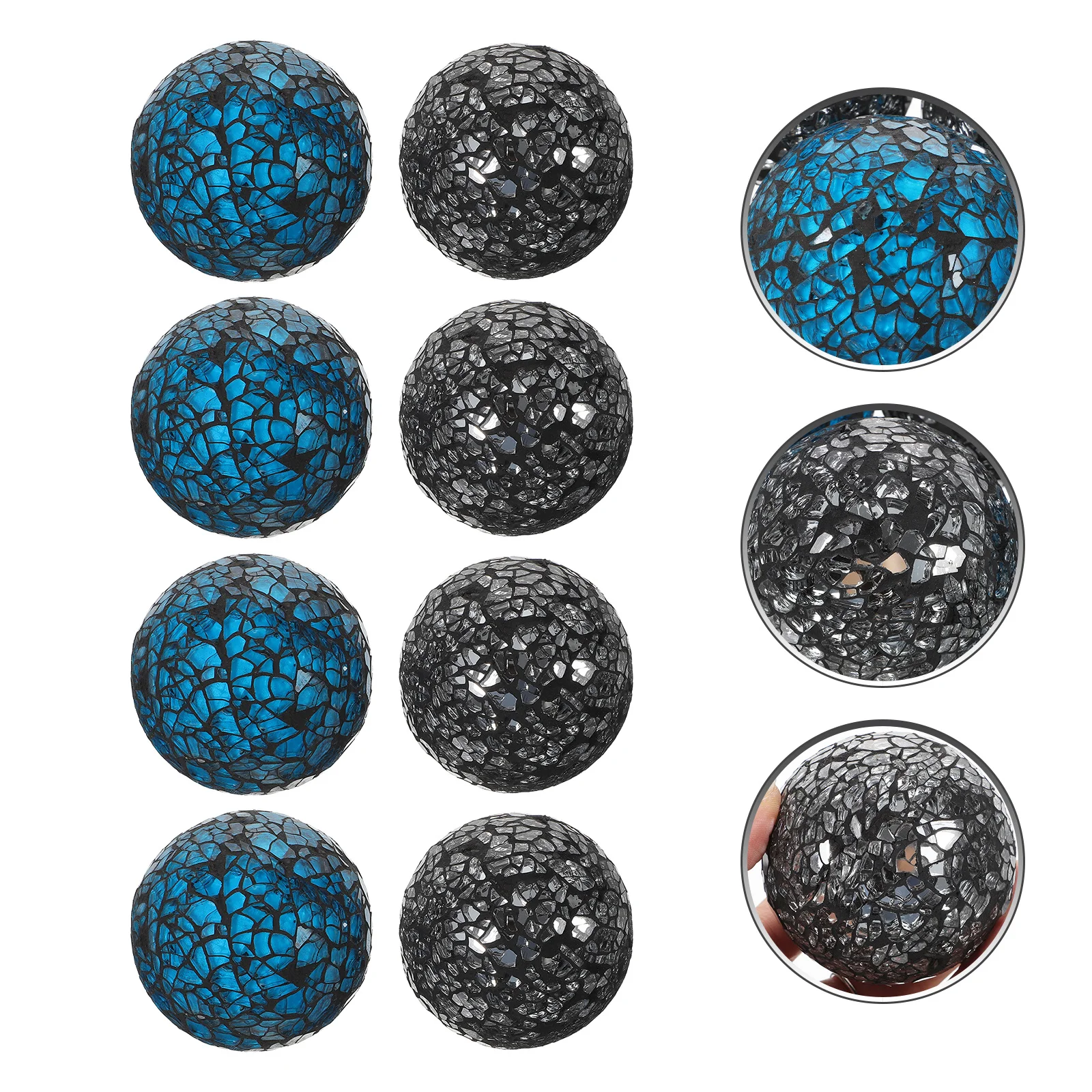 

8Pcs Colorful Glass Ball Ornaments 6Cm Mosaic Design Sphere Decorative Fillers for Centerpiece Bowl Table Home Decoration