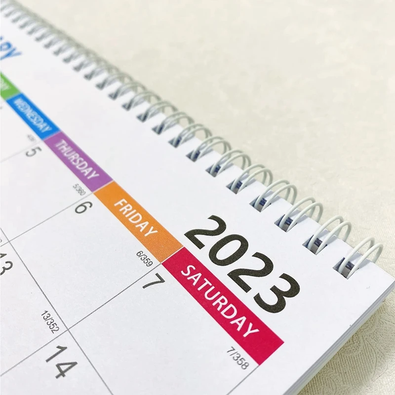 Pequeno calendário de mesa para planejamento e organização, desenhos coloridos mensais, casa ou escritório, 9x7.3 Polegada, 2023