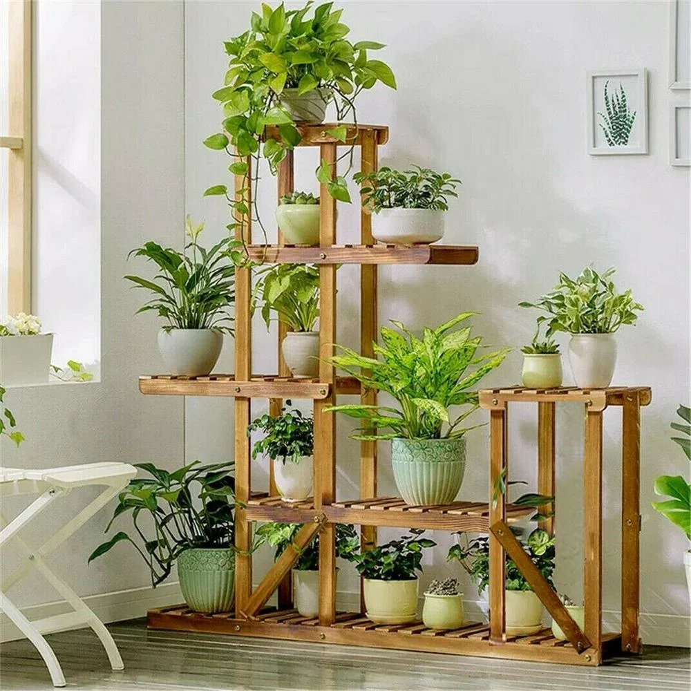 Multi Tier Wood Flower Rack shelf  Plant Stand  Shelves Bonsai Display Shelf Indoor