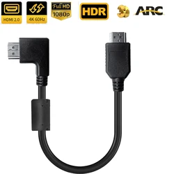 Angled HDMI Cable 4K 60Hz Short HDMI 2.0 Cable HDMI 2.0 Adapter Cable w/ 4K HDR HDMI Earc CEC for TV BOX PS5 Xbox HDTV