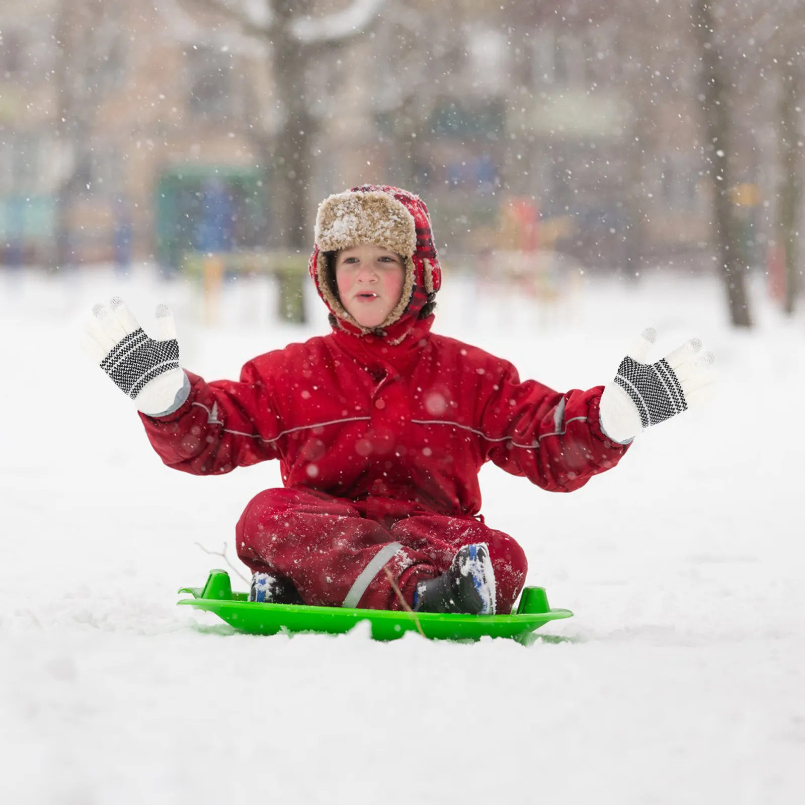 

1Pair Premium Knitting Warm Gloves with Snowflake Pattern Thicken Winter Outdoor Touch Screen Compatible One Size for Dog