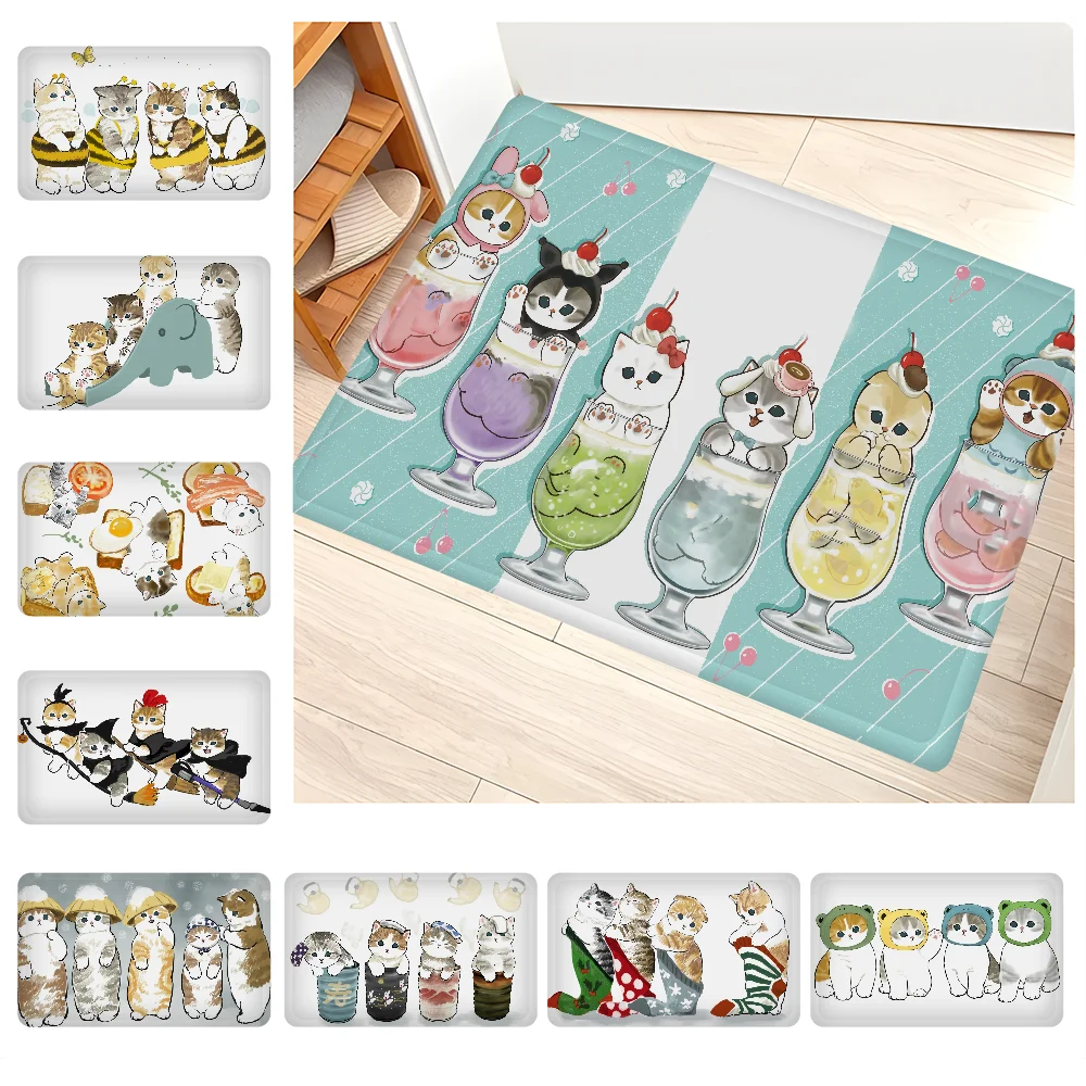 Funny Cat mofusand Floor Mat Bathroom Mat Kids Room Bedroom Decoration Balcony Anti-Slip Doormat Living Room Bedside Area Rugs