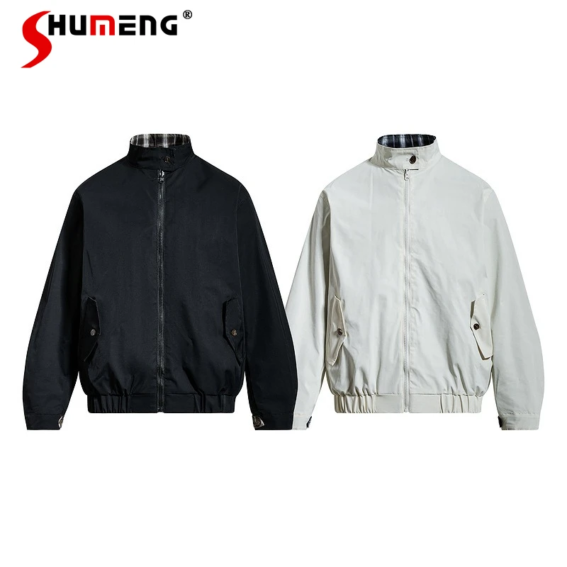 

Новая коллекция 2026: Весенне-осенние свободные комфортные куртки на молнии в рабочем стиле, модные двусторонние пальто для пар, однотонные шикарные куртки-пальто