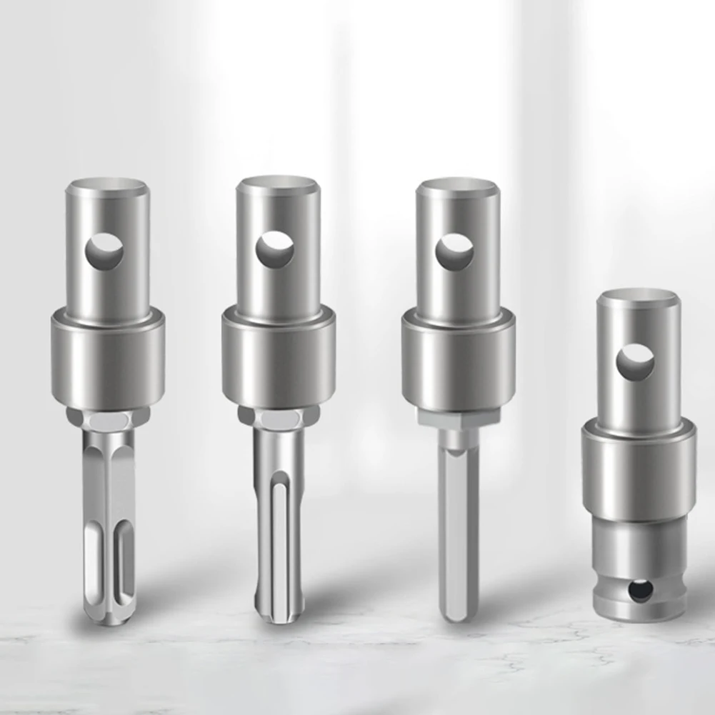 Earth Auger Adapter Tool With 4 Interface Types For Impact Wrench And Hammer Drill, Metal Construction, Silver
