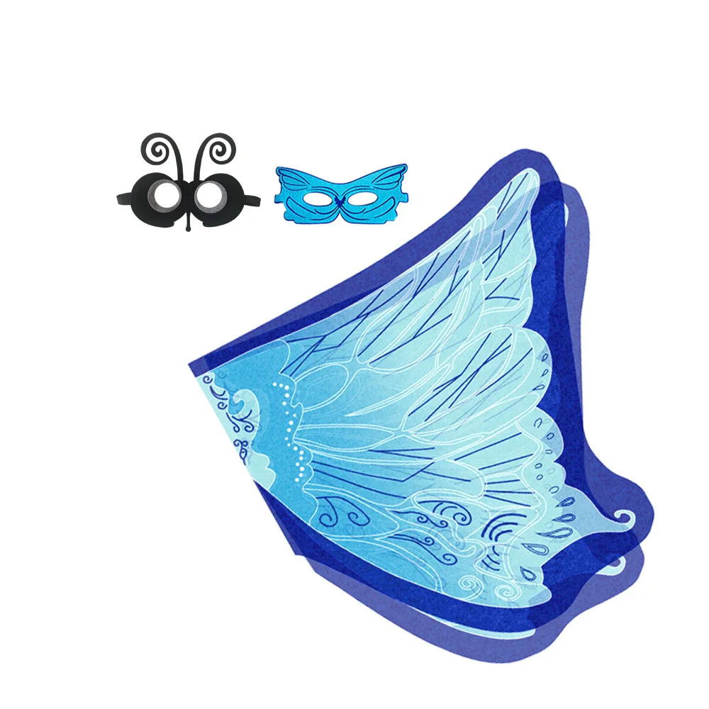

Butterfly Wings Suit Cosplay Fly Animal Set Half Face Mask Headband Funny Cute Kid Helmet Halloween Masquerade Party Costume