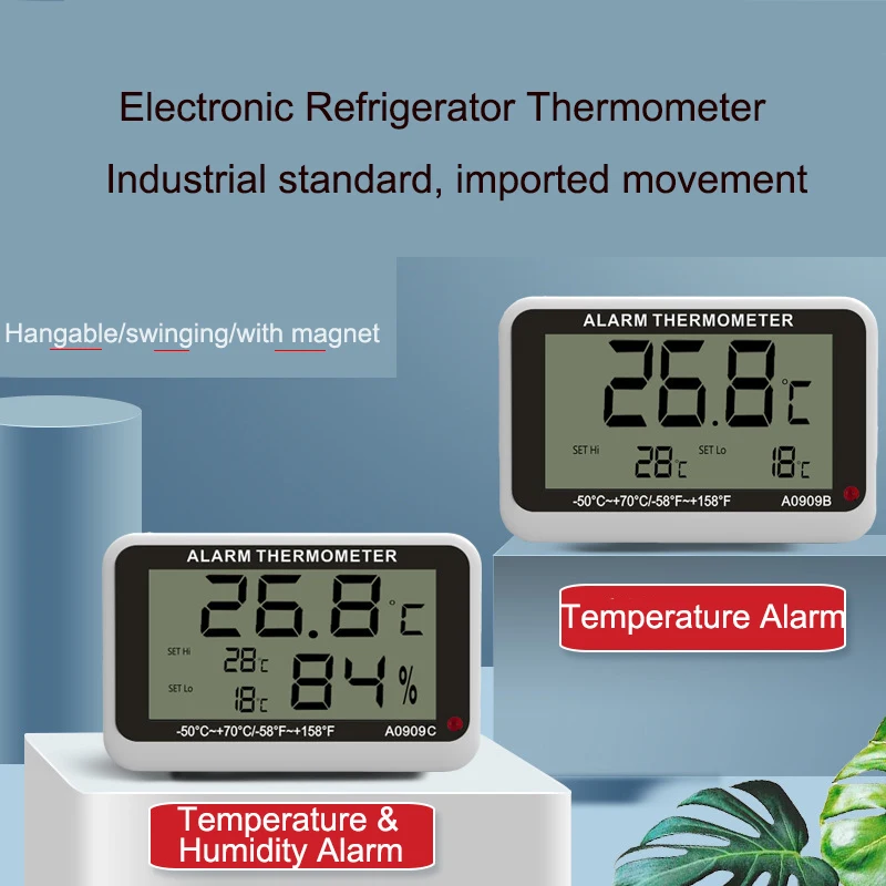 Digital LCD Kitchen Refrigerator Freezer Household Thermometer With Magnet Min Max Temperature Humidity Alarm Hyprometer