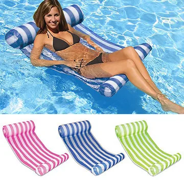 Inflatable Water Floating Bed PVC Water Hammock High Quality Fabric Water Leisure Inflatable Recliner with Foot Air Pump 70x132