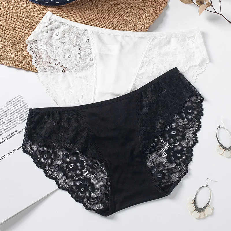 Birdtree 3PCS 100%Mulberry Silk Low Waist Traceless Triangle Pants Women's Lace Underwear European Sexy Underpants New P397113QC