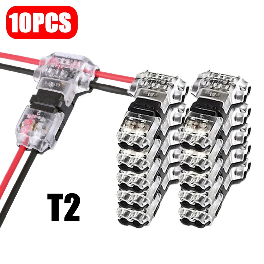 10-50PCS Laagspanningsdraad splice connectoren Snelle Soldeerloze T Tap Connector 1/2 Pins Rock Solid Connector voor 24-20 AWG Kabel