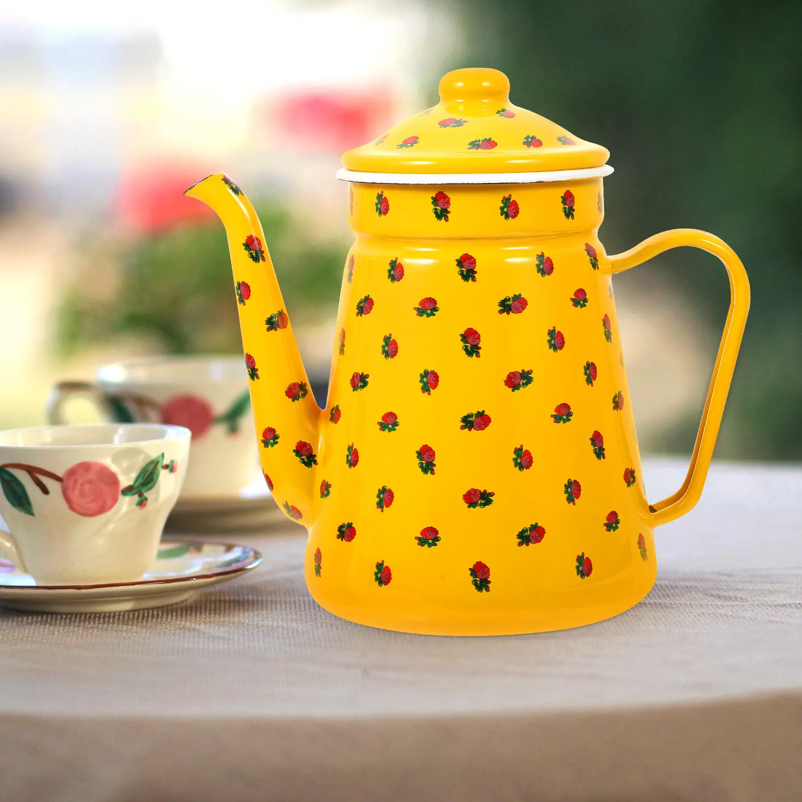 

Smooth Surface Enamel Teakettle Ergonomic Handle Thin Spout Multi Functional Tea Pot for Kitchen Home Office Boiling Water