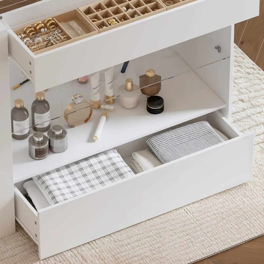 ウォークインクローゼット用ガラス天板＆8段引き出し付きクローゼットアイランド、ガラス棚付きジュエリーディスプレイキャビネットアイランド、収納用