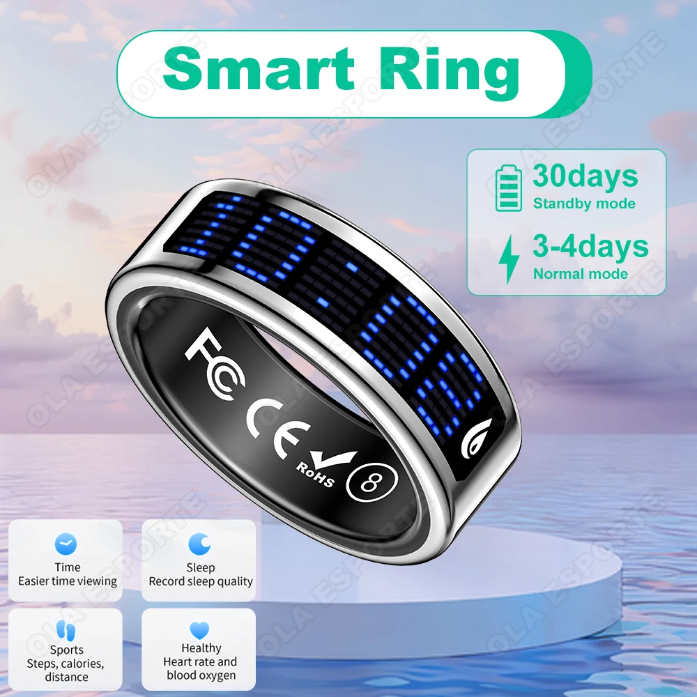 New Fashion Healthy Smart Ring 5ATM Waterproof Heart Rate/Sleep/Blood Oxygen Monitoring For Men Women Muslim Prayer Smart Rings image 3