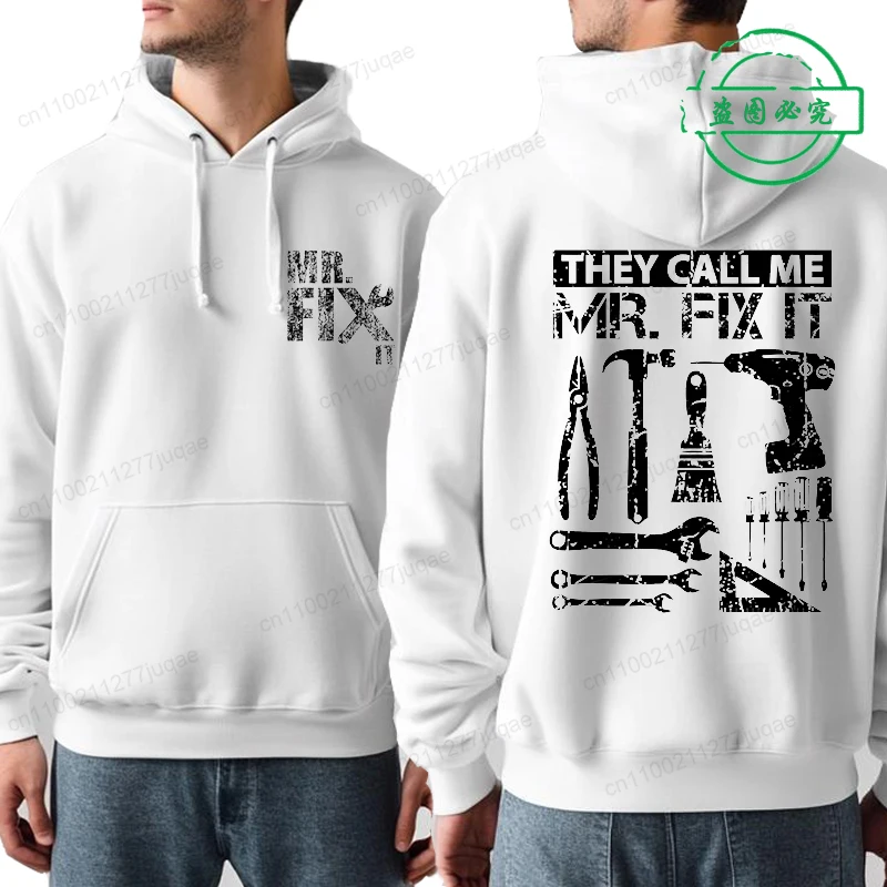 

Mechanic Fashion Men Hoodie with Street Casual Sports Style Long Sleeve Pocket Fleece Sweatshirt Automotive Mechanic Print Shirt
