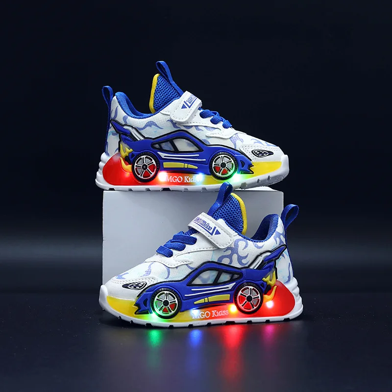 Cartoon Toddler Boys Shoes Sports Kids Casual Sneakers LED Light Children Shoes
