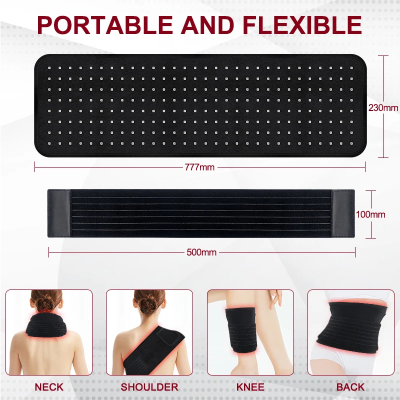 OEM ODM Wavelength Red Heat Light Therapy Belt Wrap Waist Speed Healing Infrared Light Therapy Arms Pad