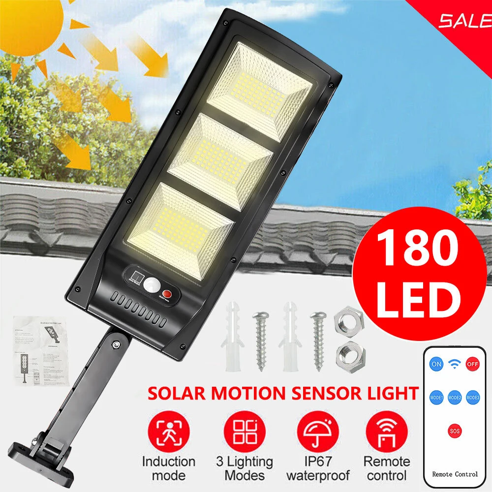 

180SMD Солнечный уличный прожектор Светодиодный настенный светильник для наружной зоны от сумерения до рассвета